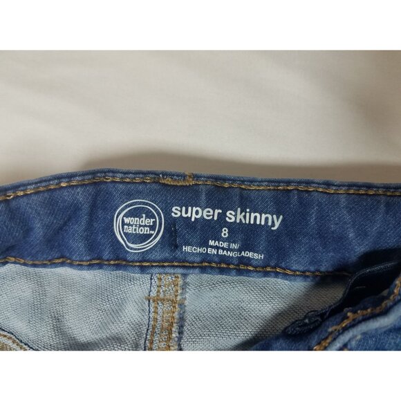 Wonder Nation Girls Jeans size 8 Blue skinny slim medium wash adjustable waist - Picture 4 of 16